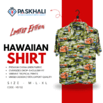 Paskhali Drop-Shoulder Hawaiian Green Car Print Shirt