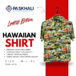 Paskhali Drop-Shoulder Hawaiian Green Car Print Shirt