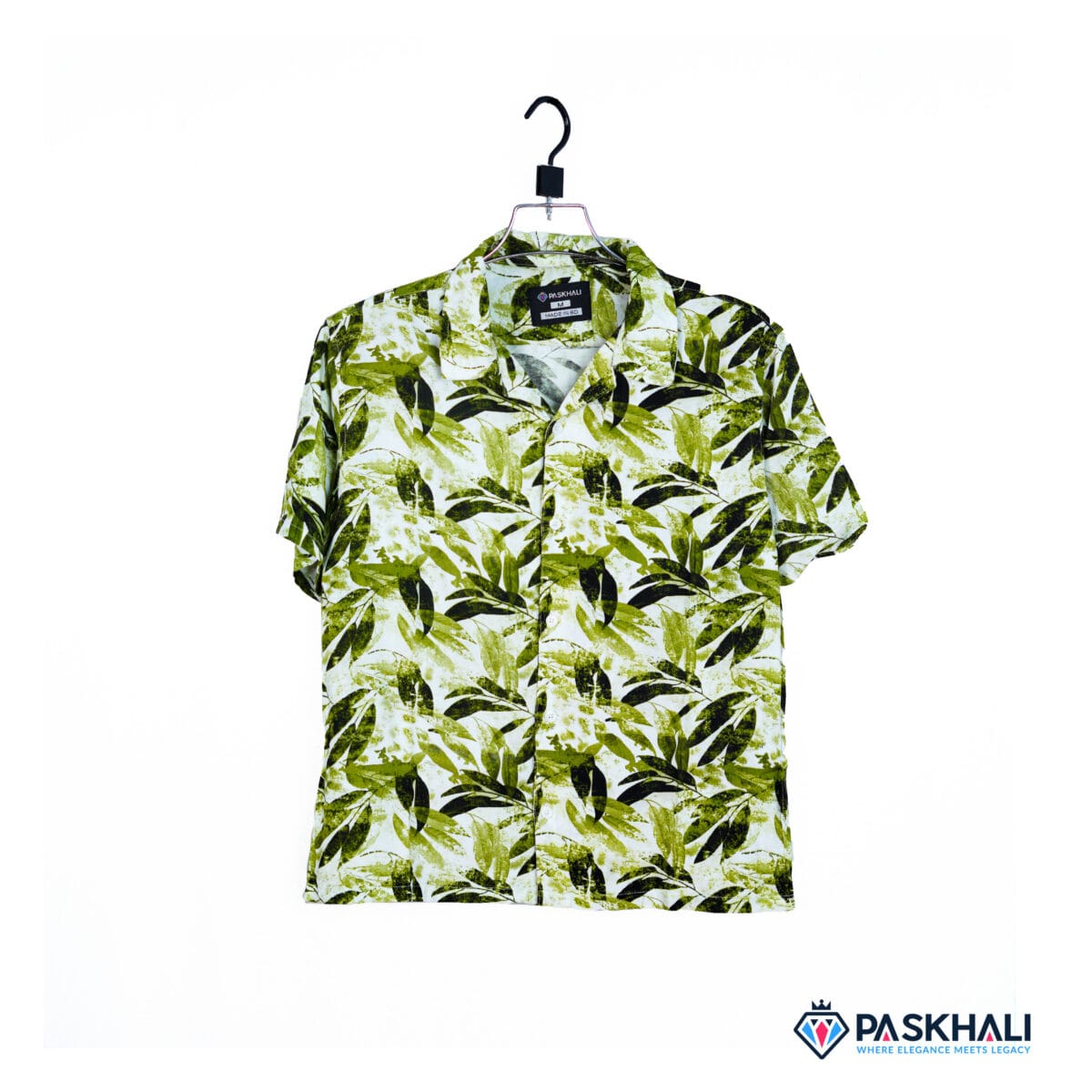 Paskhali Drop-Shoulder Hawaiian Leafy Green Shirt