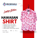 Paskhali Drop-Shoulder Hawaiian Pink-White Flower Shirt