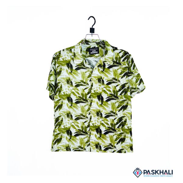 Paskhali Drop-Shoulder Hawaiian Leafy Green Shirt