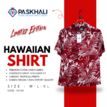 Paskhali Drop-Shoulder Hawaiian Maroon Leaf Shirt