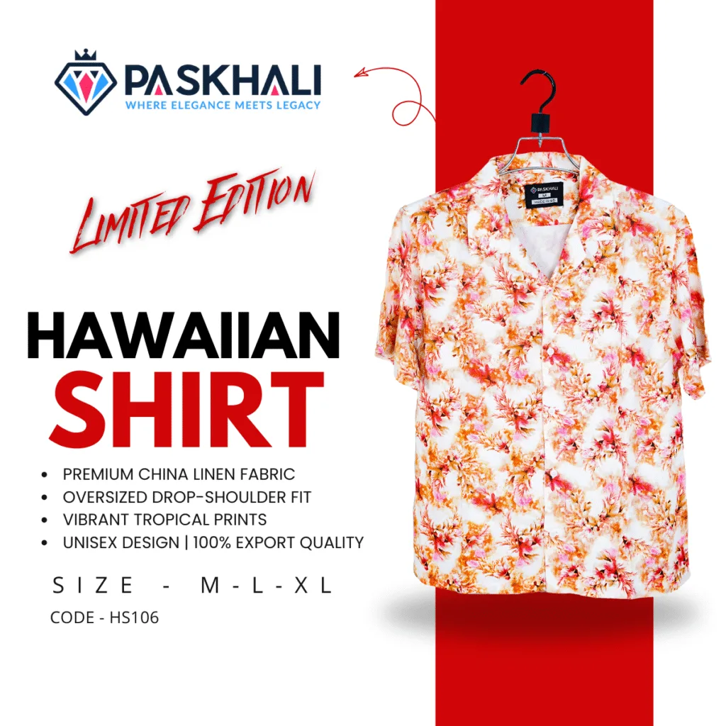 Paskhali Drop-Shoulder Hawaiian Orange Mix Floral Shirt