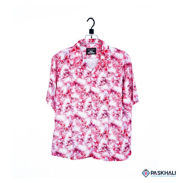 Paskhali Drop-Shoulder Hawaiian Pink-White Flower Shirt