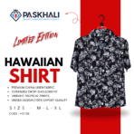 Paskhali Drop-Shoulder Hawaiian Black-White Floral Shirt