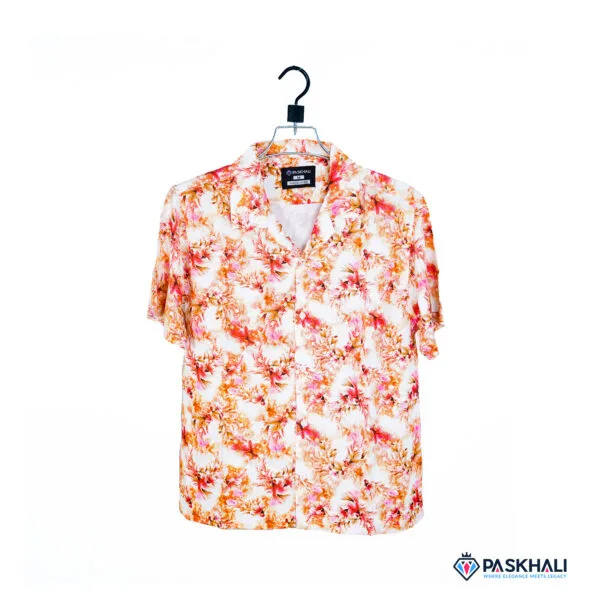 Paskhali Drop-Shoulder Hawaiian Orange Mix Floral Shirt
