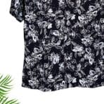 Paskhali Drop-Shoulder Hawaiian Black-White Floral Shirt