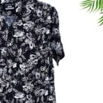 Paskhali Drop-Shoulder Hawaiian Black-White Floral Shirt
