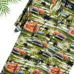 Paskhali Drop-Shoulder Hawaiian Green Car Print Shirt