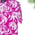 Paskhali Drop-Shoulder Hawaiian Magenta Big Flower Shirt