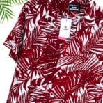 Paskhali Drop-Shoulder Hawaiian Maroon Leaf Shirt