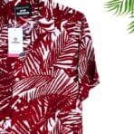 Paskhali Drop-Shoulder Hawaiian Maroon Leaf Shirt
