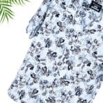 Paskhali Drop-Shoulder Hawaiian White-Blue Floral Shirt