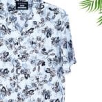 Paskhali Drop-Shoulder Hawaiian White-Blue Floral Shirt