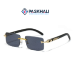 PASKHALI Luxury Gold Tiger Rimless Sunglass
