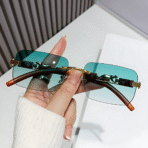 PASKHALI Luxury Greenish Gradient Rimless Sunglass - Image 2