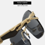 Viral Luxury Gold Panther Rimless Sunglass | Blue Gradient - Image 3